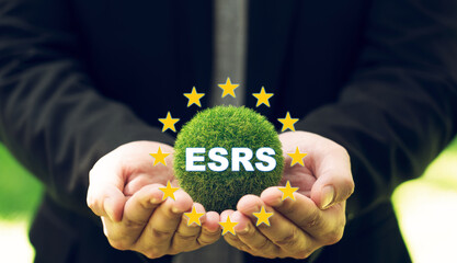 European Sustainability Reporting Standards (ESRS) Concept. The European Union and financial...