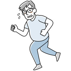 辛そうにランニングするシニア男性