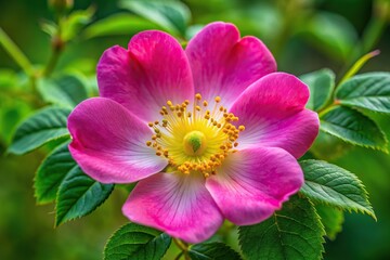 nature, vibrant, stock photo, plant,wild rose, spontaneous, natural beauty, petals, close-up, A close up photo of a vibrant wild rose with rugose petals showcasing its natural beauty