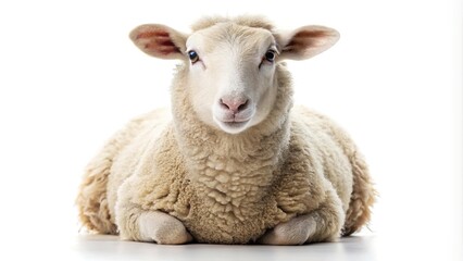 Fototapeta premium lying sheep isolated on white background