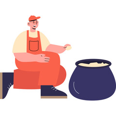 Picking Up Trash Illustration