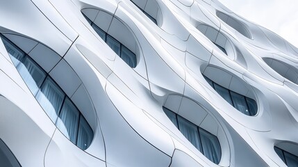 Obraz premium A close-up of a futuristic building facade with adaptive shading systems and self-cleaning surfaces