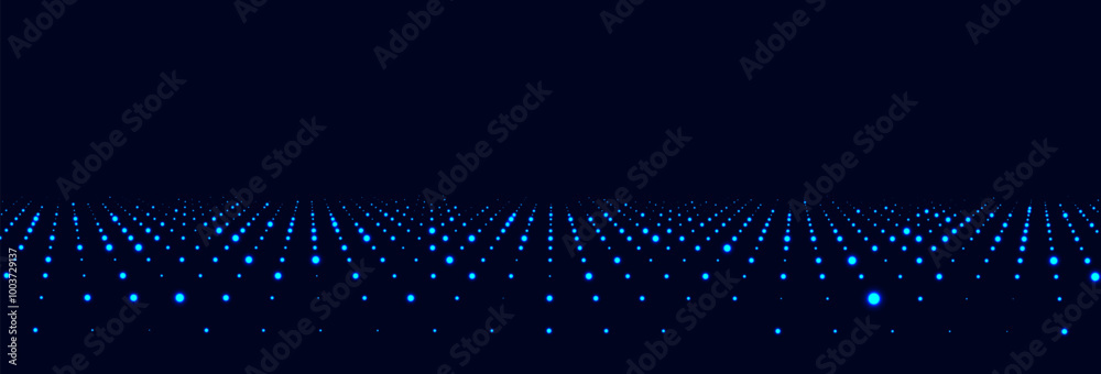Poster vector shiny perspective grid on dark background. digital cyberspace. network connection structure. 