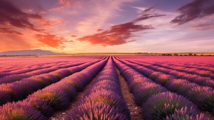 Lavender Field Sunset Landscape