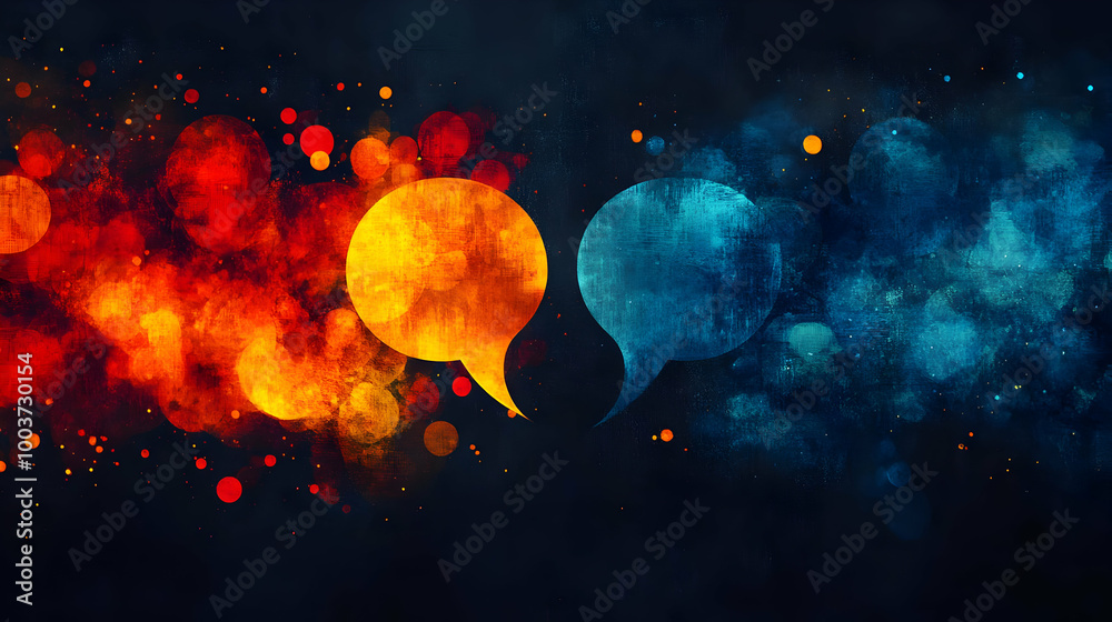 Sticker Conversation Bubbles with Abstract Background