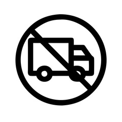 No trucks sign icon with prohibition symbol and clear background