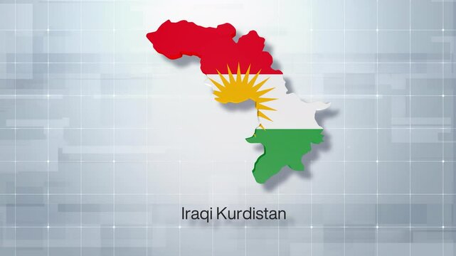 Detailed 3D Map With Flag Of Iraqi Kurdistan