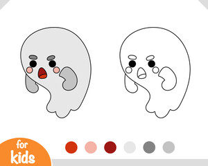 Coloring book for kids, Cute ghost character