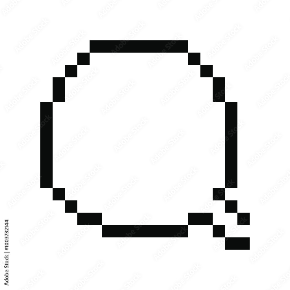 Poster white pixel speech bubble for game art. sticker empty round dialogue cloud. blank retro textbox
