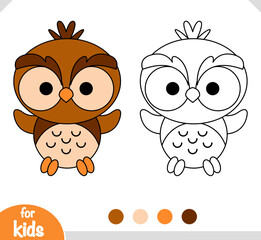 Coloring book for kids, Cute cartoon character owl