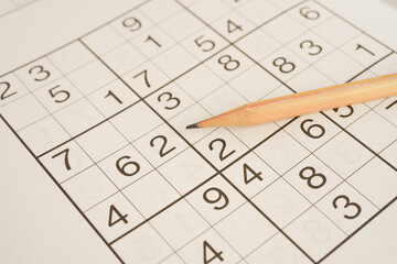 Sudoku puzzle, game to play for keep you brain younger for developing Alzheimer disease in senior...