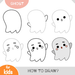 How to draw Ghost character for children. Step by step drawing tutorial