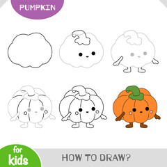 How to draw Halloween pumpkin boy for children. Step by step drawing tutorial