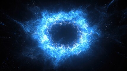 Obraz premium Blue Electric Plasma Ring on Black Background