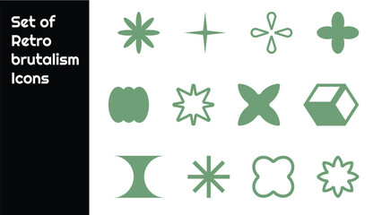 Set of Retro Brutollism Vector Icons