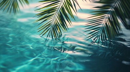 Calm Tropical Water with Palm Leaves
