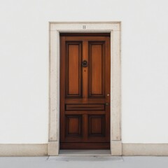 3D mockup of wooden house door on white background