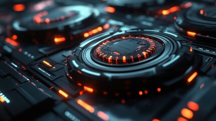 3D glow effect of a high-tech gadget with dynamic, pulsating lights and sleek, reflective