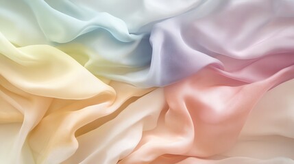 Obraz premium Close-up of multi-colored fabric swatches in soft, flowing arrangement