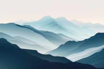 Serene Mountain Landscape with Soft Color Gradients