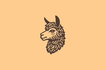 Llama head logo. Icon, emblem, sign. Vector illustration © Victoria