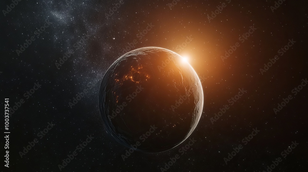 Canvas Prints a spectacular outer space background reveals the earth illuminated by the first rays of a stunning s