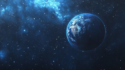 Fototapeta premium A spectacular outer space background reveals the Earth illuminated by the first rays of a stunning sunrise.