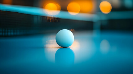 Ping Pong Ball on a Blue Table