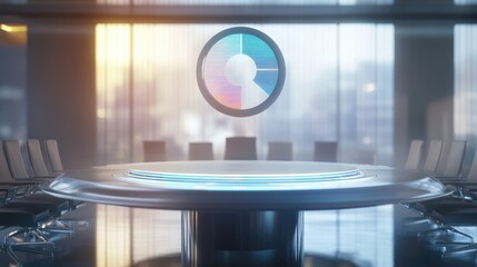 Modern Conference Room with Abstract Logo Design