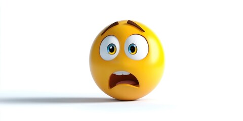 Fototapeta premium A surprised yellow smiley face reacts to an unexpected event in a minimalist setting, capturing a moment of shock and emotion