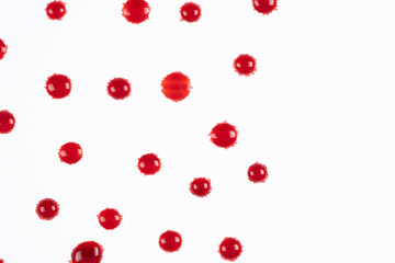Abstract red and white background. Drops of red paint with space for text copy space