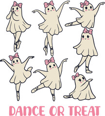 Funny Halloween Ballet Ghost Dance Or Treat EPS