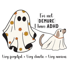 Very Demure Very Cutesy Halloween Cute Ghost With Dog EPS