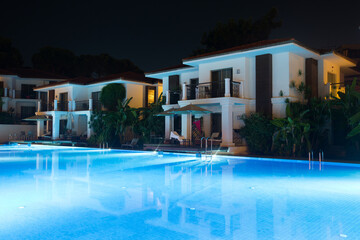Swimming pool at night. Water pool at night