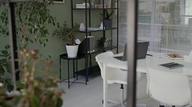 Empty contemporary office workspace interior