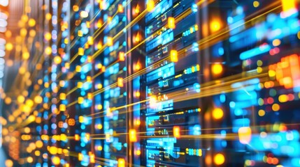 Obraz premium Dynamic Abstract Data Flow with Bright Lights