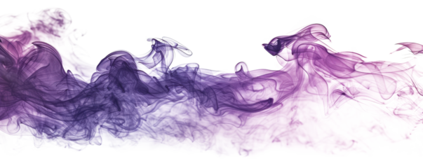 blue purple dark smoke steaming in air isolated on white or transparent png