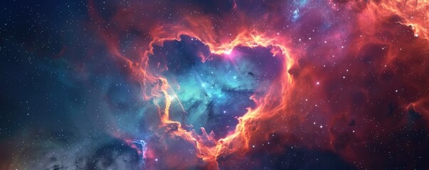 astro space heart nebula, love and romantic concept background