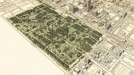 Obraz premium Urban Planning Map Featuring Parks