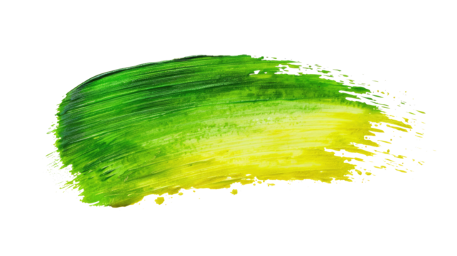 green yellow colored watercolor stain isolated on white or transparent png