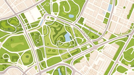 Fototapeta premium Urban Planning Map Featuring Parks and Spaces