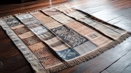 Mudmee silk textile with intricate geometric patterns, handwoven with skill and cultural significance
