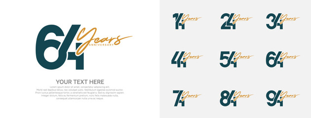 Anniversary logo set vector design, green and brown color for celebration event
