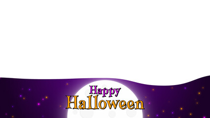 happy halloween with moon and text lower third banner on transparent background, halloween purple and orange lights overlay social media design element
