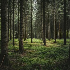 Fototapeta premium Tall Trees in a Serene Forest Clearing