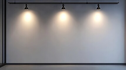 Minimalist Wall with Three Spotlights Above