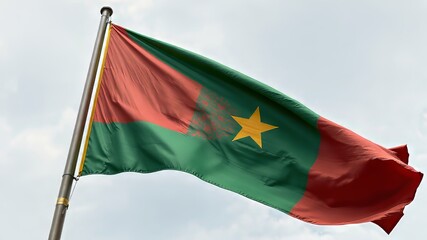 A crisp and vibrant 4K 3D rendering of the Ghanaian flag, waving freely in the wind, symbolizing the