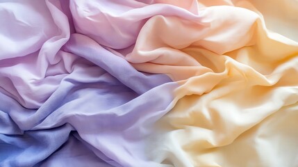 Obraz premium Soft, pastel-colored fabric with folds and texture, white isolate background