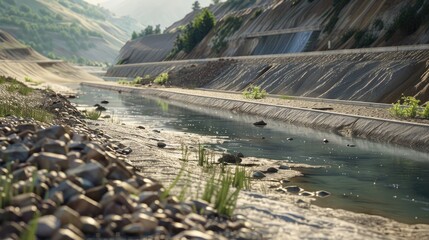 River abrasion buffer to prevent landslides River abrasion resistant concrete