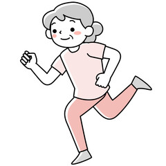 笑顔でランニングするシニア女性
